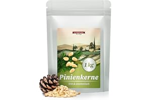 Feinwälder® Pinienkerne unbehandelt und naturbelassen / 1 kg im wiederverschließbaren Beutel/cremig-nussiger Geschmack/gesundes Topping für Bowl-, Salat und Pasta