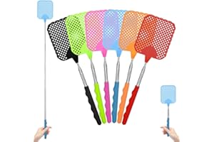 AYESY Fliegenklatsche, 6 Stück Manuelle Fliegenklatscher Ausziehbar Teleskopgriff aus Edelstahl Verstellbar von 26.5cm bis 73cm Robuste Fliegenklatschen für Drinnen und Draußen Mücken Fliegen (Bunt)