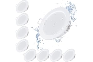 Royana 9x Downlight led empotrable, 500LM Foco Empotrable LED Techo, IP44 Blanco cálido Downlight Redondo, 6W Equivalente a Incandescente 72W, para Ojos de Buey/Baño/salón/dormitorio/cocina