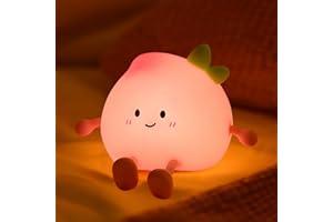 Yiliaw Peach Nachtlicht für Baby & Kinderzimmer, USB Aufladbar, Dimmbar, LED Nachtlampe mit Süßem Pfirsich Design – Schlafhilfe und Stilllicht für Babys und Kinder