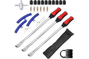 YINGJEE Cucharas para neumáticos de 32cm, Neumáticos de Palanca Kit de Herramientas de Hierro con Bolsa Duradera, Desmontadores de Neumático Kits para Moto Bicicleta Coche Cambio de Neumático