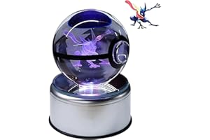 Aikchi Luce della lampada della sfera di cristallo 3D di 80mm, Luce magica della sfera 3D, Immagine dell'incisione laser interna, Doppia fonte di alimentazione, Luce notturna rotante