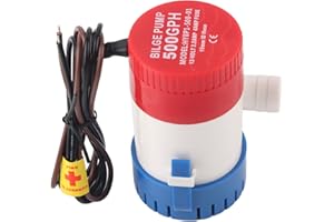 AKOZON Pompe à Eau Blige 12V Pompe de Cale électrique Sortie de Tuyau 3/4 Po 500 GPH Turbine électrique Semi-ouverte pour Bateau Marine RV