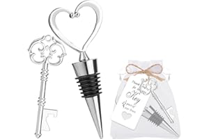 Vspek Tapón para botella de vino y Clave Abrebotellas, Bolsa Transparente, Etiqueta de Regalo, Decoración de Mesa de Boda Cumpleaños, Abrebotellas de Cerveza de Boda (Bolsa de regalo blanca)