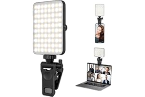 THEFORMAT Luz LED Portátil para Móvil y Grabación de Videos con 80 Leds, 3 Tonos de Luz, Pinza para Videollamadas, Ajuste de Brillo y Ángulo, Luz Maquillaje de Alta Intensidad