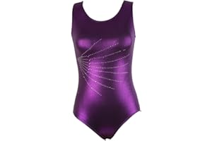MORESAVE Femmes Danse Justaucorps Sans Manches Lumineux Diamant Gymnastique Justaucorps Danse Pratique Costume Dancewear