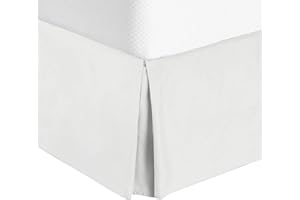 Rohi Single Pleated Base Valance Sheet – Polycotton Base Valance Sheet with Extra Deep 16” Skirt – Wrinkle Free & Fade Resistance – Easy Care Fitted Bed Sheets – (Fit Under Mattress, White)