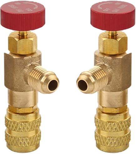 Adaptateur Valve Réfrigérant Avec Soupapes Sécurité - Raccords Rapides Pour R410A Et R22, Laiton, Pour Climatisation - 3