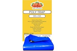 Tarpaulin Blue Waterproof Tarpaulin - Tarp Sheet Cover - Woven Polyethylene and Laminated by three strawberry ltd. (12ft x 18ft (3.6m x 5.4m))
