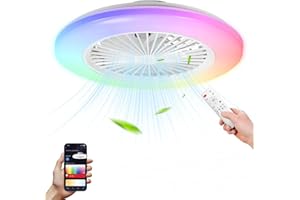 Jopassy 2x Ventilatore da Soffitto con Illuminazione RGB Dimmabile, 50 cm, 6 Velocità, Controllo Remoto e App, Ventilatore Silenzioso con Lampada Moderna per Camera da Letto e Soggiorno