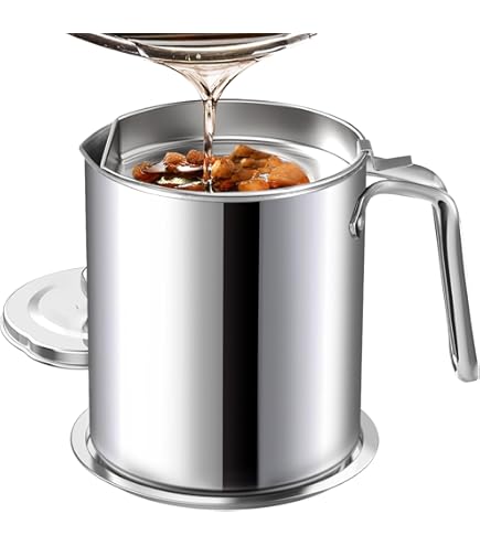 Contenitore Per Grasso APOMOONS 2L - Acciaio Inox, Con Filtro A Maglia Fine E Coperchio - Foto 3