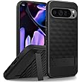 Caseology Parallax Kickstand for Google Pixel 9 Pro XL Case [Built-in Kickstand] [Military Grade Drop Protection] Side Grip Patterns Case Cover for Pixel 9 Pro XL - Matte Black
