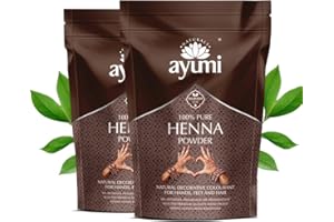 Ayumi Pure Henna 100% (Mendhi), 400g | Natural Dark Red Hair Dye | Chemical-Free Colour | Dandruff Prevention | Hair Growth & Moisture Conditioning Powder