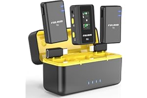 FULAIM X5 Wireless Lavalier Microphone for iPhone iPad Samsung (2TX+1RX+Charging Case), Lapel Microphone with 4G On-Board Recording for Android Camera YouTube VLOG TikTok, 18Hrs Battery Life, 200m