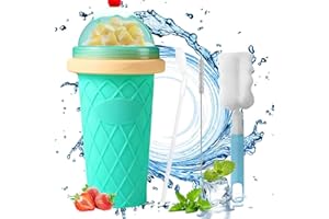 JGYCVBU 350ML Smoothies Cup, con Cannuccia e Cucchiaio 2 in 1, con Spazzola per la Pulizia, Slushie Cup per Preparazione di Frullati, per DIY Homemade Milk Shake Ice Cream(Verde)