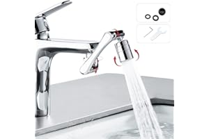 HT TOPHINON 1440° Drehbarer Multifunktionaler Verlängerungshahn, Wasserhahn Aufsatz Verlängerung Perlator, Zwei Sprühmodi Einstellbarer Wasserhahn Strahlregler, Schwenkbarer Faucet Extender für Bad und Küche