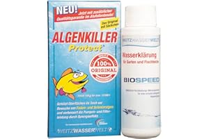 SCHNELLKLAR SPARSET -Biologische Schnellreinigung der Teiche. Stark gegen Algen, Schlamm, Wassertrübungen - BIOSPEED & ALGENKILLER Protect im DUO pack. Erzeugen ein stabiles ökologisches Gleichgewicht