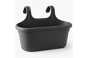 ‎KONZEPT KONZEPT Balkon Blumenkasten mit Halterung – 37 cm Langer Balkonkasten für Geländer, 6,2 L aus wetterfestem Kunststoff (Schwarz)