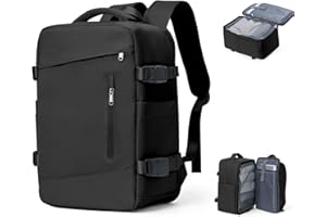 SZLX Mochila Viaje Cabina Avion 40x20x25 Mujer Ryanair Maleta de Cabina Pequeña Mochila Bolsa de Viaje Equipaje de Mano Easyjet Cabin Bag Mochila Portatil 14 Pulgadas Impermeable Hombre Negro