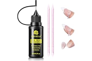 UNA GELLA Nagellimsborttagare för Press-On-naglar 20 ml, acetonfri för gelspetsar, mjukt limavlägsnande medel för enkel borttagning, gör-det-själv-manikyrtillbehör