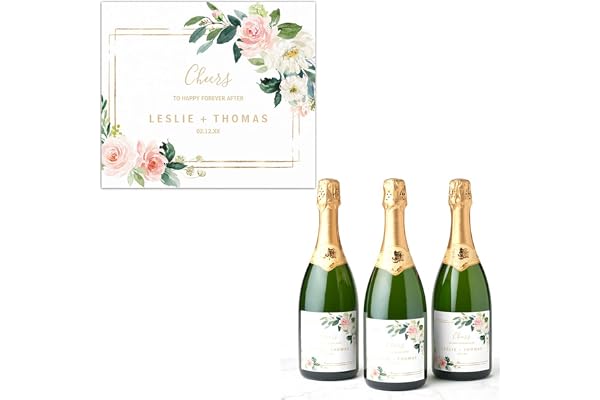 mxn étiquette Bouteille Champagne Personnalisée,20 Paquets,étiquette Personnalisée Bouteille Mariage,Étiquettes Photo Personnalisées,Cadeau Personnalisé Mariage (E)