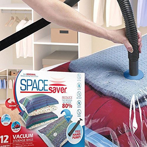 Platzsparende Premium-Vakuumbeutel, Mehrfach-Pack (3 x klein, mittel, groß & extragroß), 80% mehr Stauraum als andere Marken. Eine gratis Handpumpe für Reisen - 6