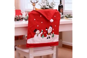 Morbuy Christmas Chair Covers 6pcs Red 60x50cm, Xmas Santa Claus Hat Dining Chair Back Covers | Festive Party Christmas Seat Table Kitchen Decoration