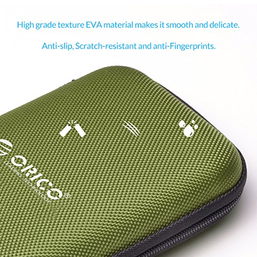 ORICO Festplattentasche Schutztasche Schutzbox für 2,5 Zoll externe tragbare Festplatten Western Digital WD Seagate Toshiba Samsung Intenso (2.5″, Grün) - 4