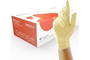 Unigloves Vitality Guanti da Esame in Lattice Idratante - Multiuso, Guanti Monouso Senza Polvere, confezione da 100 Guanti, Colore Naturale, Large (GD0024)