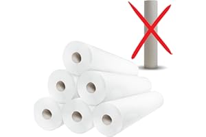 MUNTRADE Papel Camilla Celulosa PASTA PURA con dos Hojas EXTRA BLANCO Precorte 80 cm 5 Rollos + 1 GRATIS de 56 cm x 50 mtrs SIN particulas oscuras recicladas