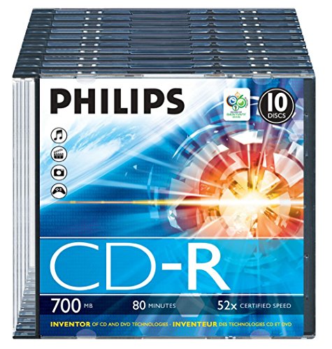 Philips CD-R Rohlinge (700 MB Data/ 80 Minuten, 52x High Speed Aufnahme, 10er Slim Case) - 2