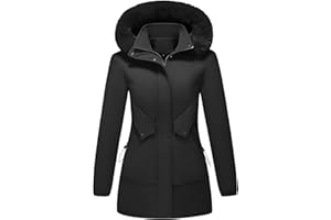 KUDMOL Manteau Femme Hiver Polaire Chaud Veste Parka Manches Longues Zippée à Capuche Amovible Blouson Zippé Outercoat