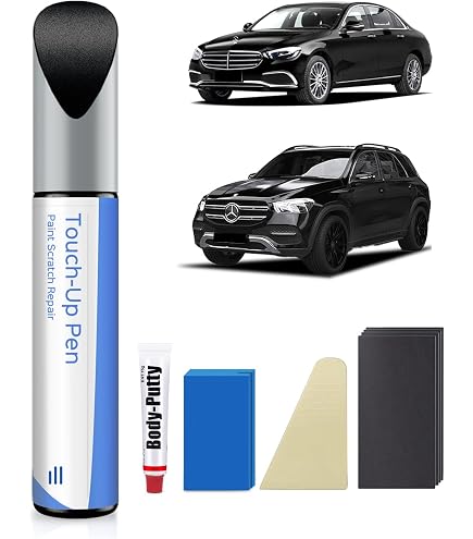 Mercedes Leder Farbe Lackstift-Set Für Mercedes Farbe 197 / 9197 Obsidianschwarz Metallic – Pinsel & Nadel Mercedes Farbe 744