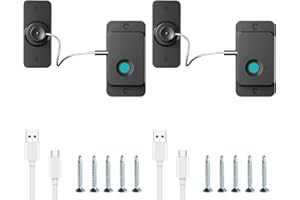 L.STARRYISLAND Kühlschrank Schloss mit Fingerabdruck, Schranksicherung Baby, Kindersicherung Ohne Bohren, Fenstersicherung Kinder, USB-Laden, Geeignet füR Haus und BüRo (Schwarz, 2 Stück)