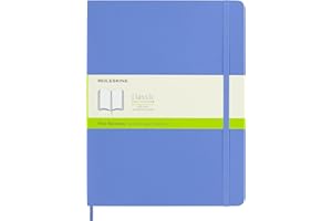 Moleskine - Classic Notebook, Plain Notebook, Soft Cover and Elastic Closure, Size X-Large 19 x 25 cm, Colour Hydrangea Blue, 192 Pages