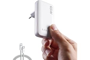 LISEN 65W USB C Netzteil Flach mit EU/US Stecker GaN USB C Ladegerät 65W Schnellladen mit 60W Kabel USBC Schnellladegerät kompatibel mit MacBook Air, iPad, iPhone 17/16/15