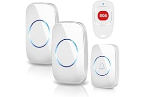 PYBBO Campanello SOS Wireless Chime Impermeabile, Campanello Tascabile e Portata Wireless 300M, 36 Melodie Selezionabili e 4 Livelli di Volume, per Anziani o Disabili, Donne Incinte, 2 Ricevitori