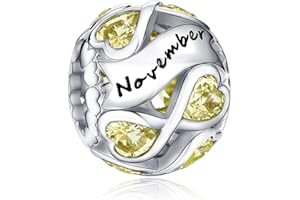 FOREVER QUEEN Charms Pierre de Naissance Breloques Perles Argent Sterling 925 Cadeau Anniversaire pour Bracelet et Collier avec Boîte à Bijoux