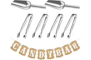 BOMOYA Candy Bar Accesorios para carros de caramelo, 4 pinzas de azúcar y 2 unidades de pala de hielo y guirnalda de caramelo, boda, barra de caramelo, decoración para bodas, cumpleaños, fiestas