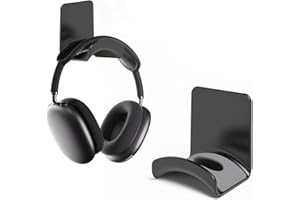 wigmoa S-T8 Support mural compact pour casque sous le bureau avec crochet adhésif sécurisé, compatible avec Airpods Max et la plupart des casques/manettes (noir/support mural)