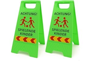 ‎FRIENDLY FOX Friendly Fox 2 Stück Warnschilder Achtung spielende Kinder Aufsteller, 60 x 30 cm Sicherheitsschild Vorsicht Kinder Schild mit Reflektorstreifen