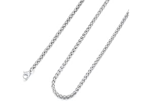 U7 Chaîne Homme Acier Inoxydable à Maille Spiga - Largeur 3/6/9 mm- Longueur 46/51/55/61/66/71/76 cm