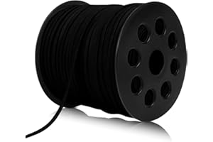 LEREATI Cordón de Cuero Plano 2.6mm x 90m Piel Sintética Cordón para Colgante, Cuadrado Banda Cintas de Cuero para Fabricación de Bisutería, Colgante, Pulsera, Collar, Manualidades (Negro)