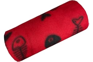 PET GURU Cat Kitten Soft Fleece Pet Blanket for Cat and Kitten Blankets Large Size 60cm-80cm (60CM X 80CM, RED, 1)