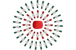 VIDILLO Christmas Mini Wooden Pegs 50 Snowflake Colored Wooden Cloth Pegs Clothpins Photo Clips and 25M/82FT Natural Jute Twine, Mini Photo Pegs Clips Craft for Holding Photo Paper Craft and DIY Decoration