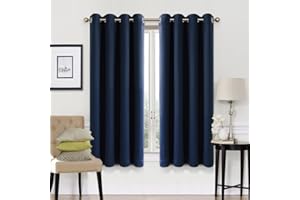 EASELAND Navy Blackout Curtains 46x54 Inch, Thermal Insulated Room Darkening Eyelet Blackout Curtains for Bedroom Living Room Kitchen Nursery, 2 Panels