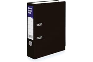 MKGT A4 Lever Arch Files for Paperwork, Metal Thumb Ring, Archive Document Folder | Large Ring Binders for Office, School & Home Filing (Black, Pack of 1)