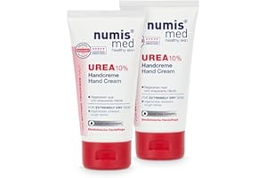 ‎NUMIS MED numis med Handcreme mit 10% Urea - 2er Pack Hautberuhigende Hand Creme für sehr trockene & strapazierte Hände - vegane Hautpflege ohne Silikone, Parabene & Mineralöl (2x 75 ml)