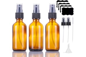 LUFEVRM Flacone Spray in Vetro Ambrato da 60 ml, Bottiglia Flaconi Spray per nebulizzazione fine da viaggio riutilizzabili piccoli vuoti per pulizia, aromaterapia e olio essenziale(3 pezzi)