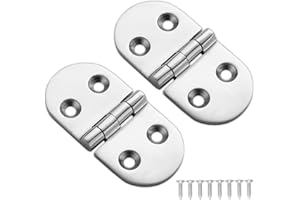 DIALESHU Robuste Scharniere für Schiffsluken, 316 Edelstahl, 7,6 x 3,8 cm, ovale Scharniere für Schranktüren mit Schrauben, 2 Stück